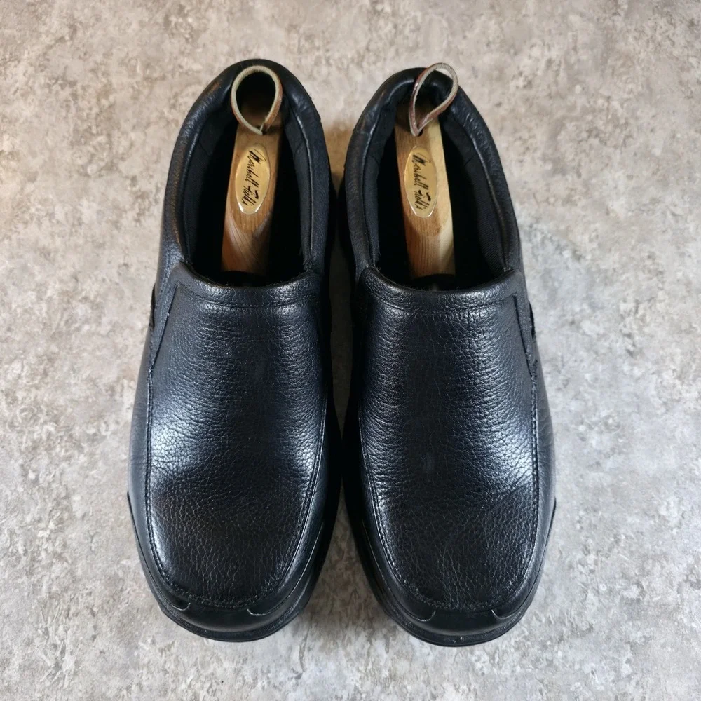 Mens Size 11.5 6E Dunham Battery Park Slip On Loafer Black Leather Comfort Shoes